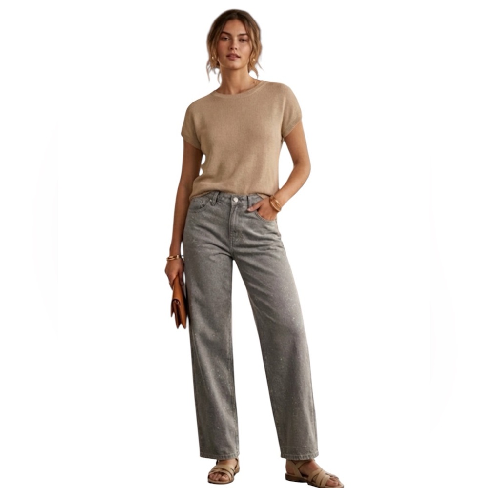 Wild Fable Grey Sparkle 90s Mid Rise Relaxed Straight Leg Jeans Size: 2